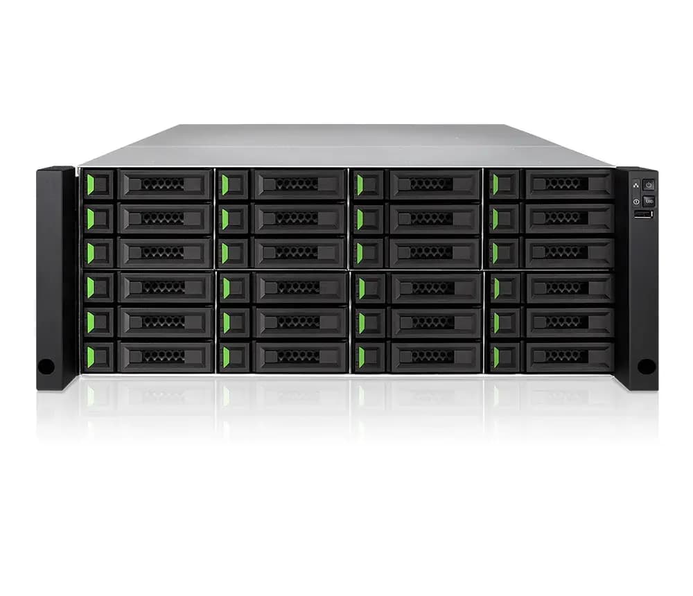 QSAN 4U Single Ctrl SAN System Intel Xeon D-1527 Quad Core 24 Bay 2-ported 10GbE BASE-T iSCSI with Redundant power supply 4 slots for optional host cards